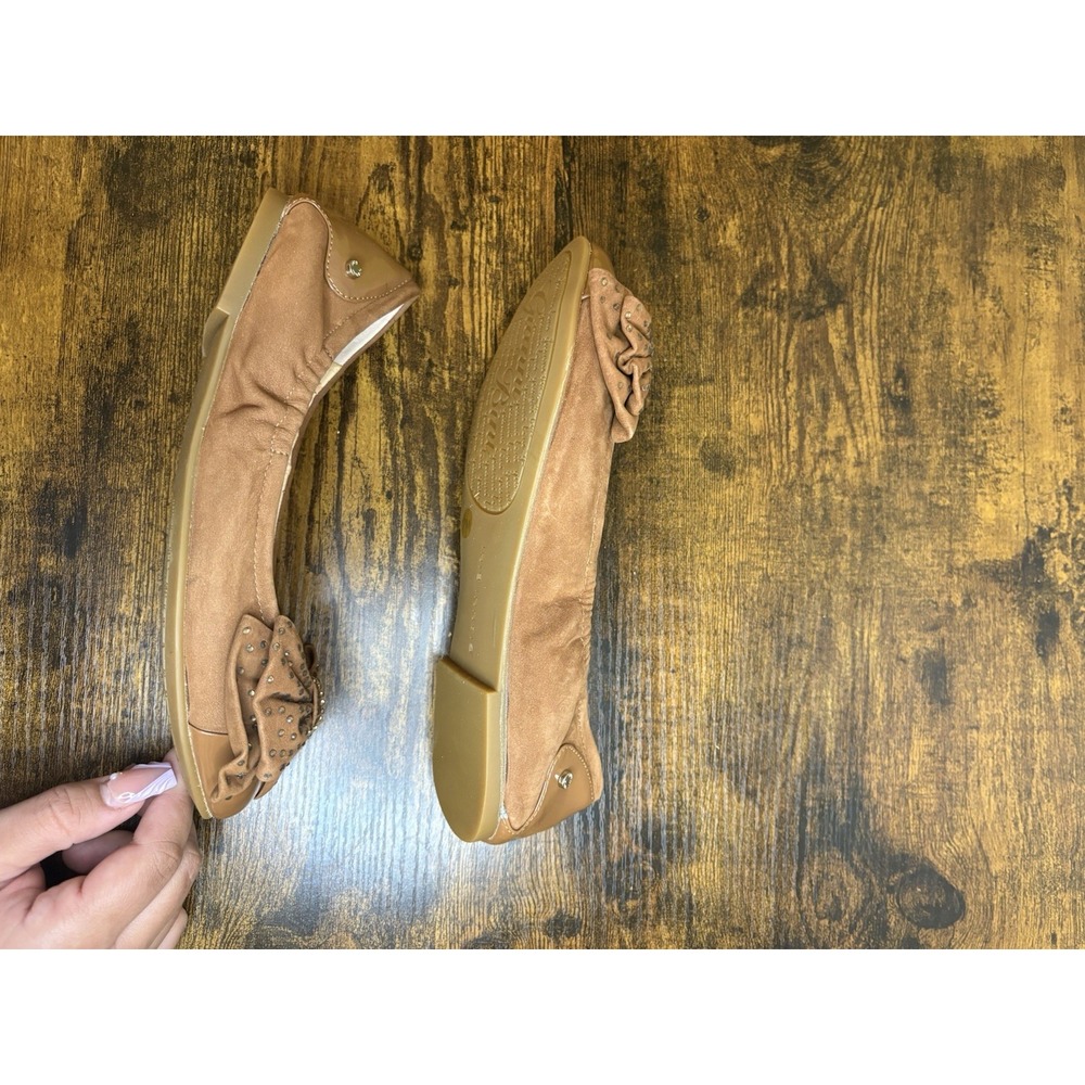 Gianni Bini Balletcore Madison Tan Patent Suede Bow Ballet Flats Brown 7 - Picture 3 of 8